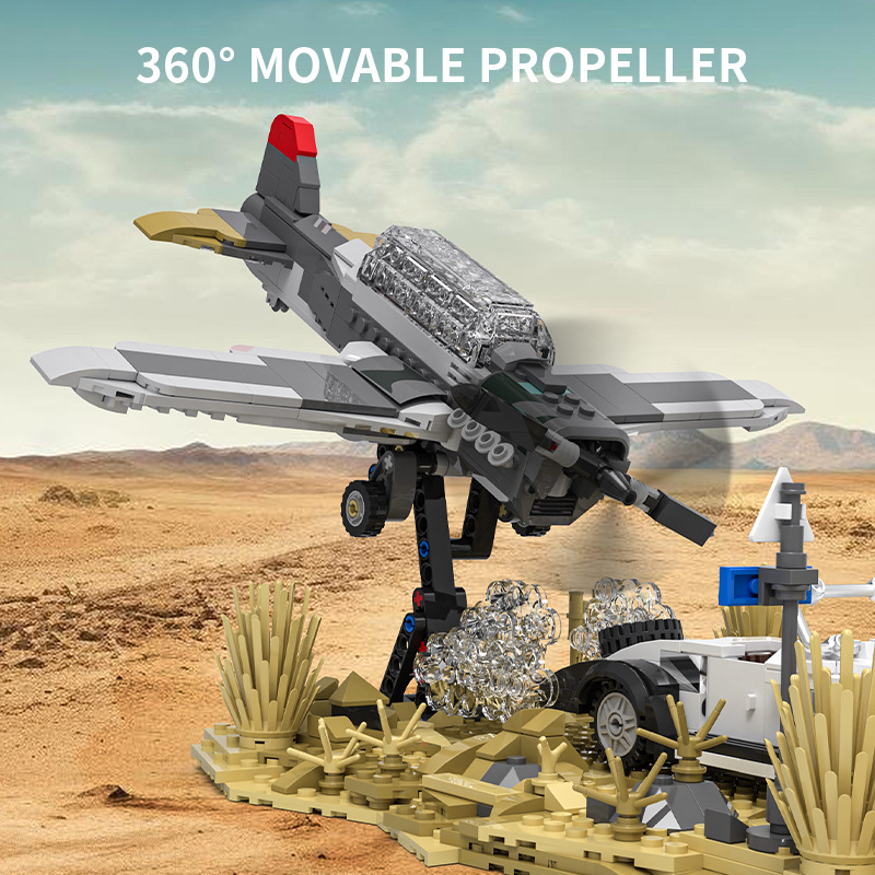 360 ° avión de hélice móvil escenas de aventura en el desierto de granulares modelo de bloques ornamentados image 3