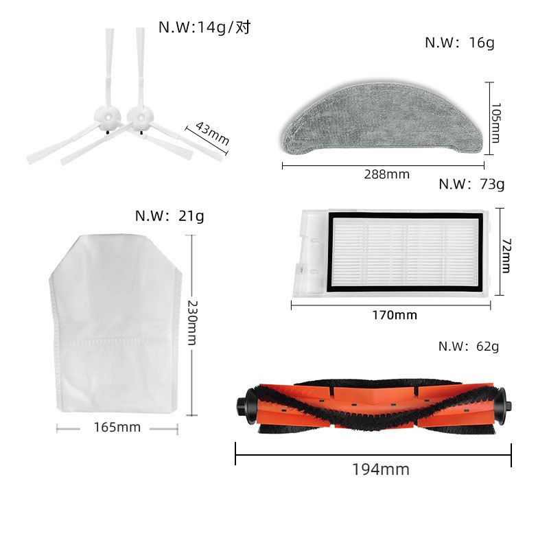 Suitable for Mijia Ruimi EVE PLUS sweeping robot main roller brush mop filter side brush dust bag accessories