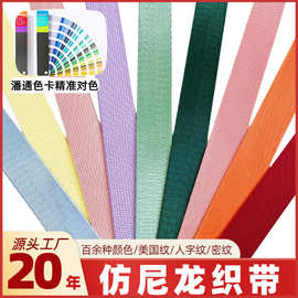 彩色仿尼龙织带工厂批发黑色涤纶加厚人字平密美国纹坑带箱包肩带