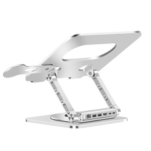 Cross-Border 360-Degree Rotating Aluminum Alloy Laptop Stand Foldableable Heat Dissipation Belt Hub Magnetic Mobile Phone Holder