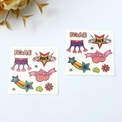 New Creative Decorative Temporary Tattoos for Holiday Party Events, Cartoon Animal Patterns with Glitter and Spring Green, 3D Gift Stickers