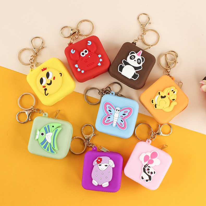 Children's Cartoon Silicone Coin Purse Mini Silicone Zipper Storage Bag Cartoon Earphone Bag Gift