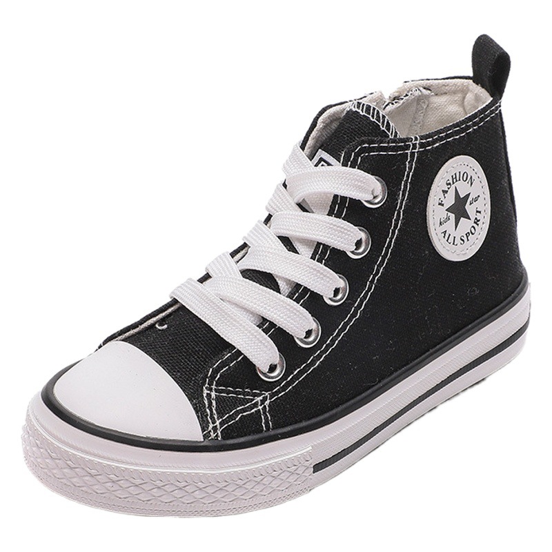 Children's Shoes 2026 Spring New Style Kidsren's Canvas Shoes for Boys and Girls Korean Style High-Top Lace-Up Classic Casual Sneakers