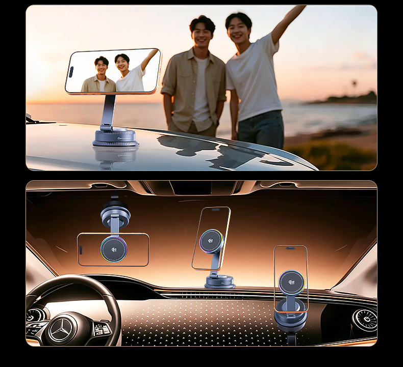 Qi2.2 Mobile Phone Magnetic Wireless Charging Vacuum Adsorption Stand 25W Rapid Charging Air-Cooled Car Mobile Phone Support Stand