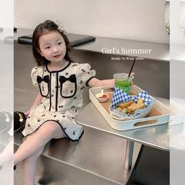 韩版2022夏季新款女童甜美小香风套装儿童时髦短袖短裙两件套1139