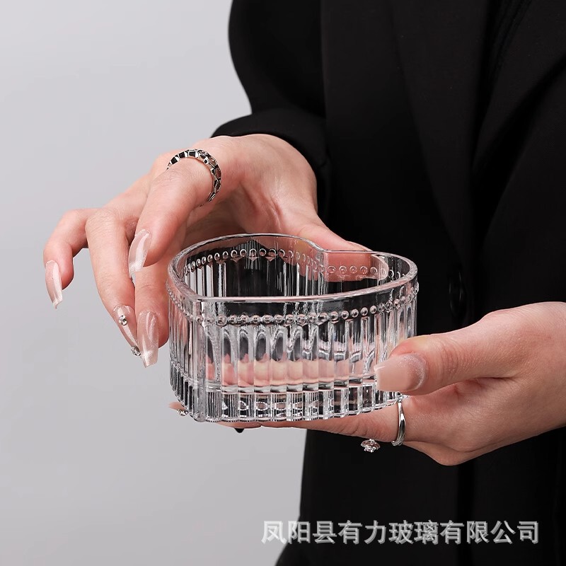 Ins Heart-Shaped Bowl Peach Heart Bowl Girly Heart Dessert Ice Cream Bowl Ins Style High-Looking Glass Ice Cream Pudding Bowl