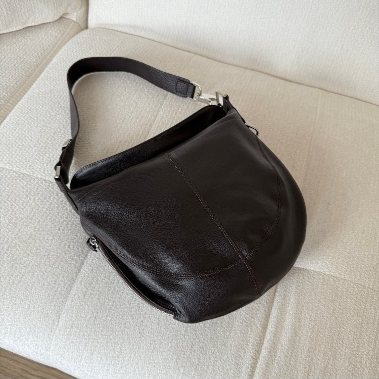 Retro Black Suede Hobo Bag For Women, Shoulder Bag, Crossbody Underarm Bag, High-End Versatile Handbag - Thumbnail 2