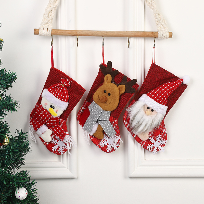 Amazon Cross-border Christmas Socks Ornament Christmas Tree Decoration Socks Cartoon Socks Candy Gift Bag