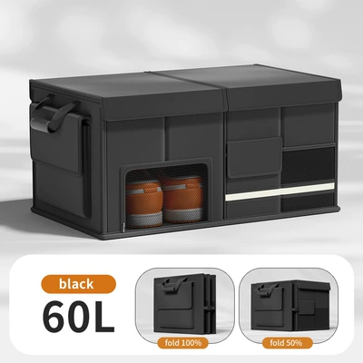 Cross-Border Popular Car Folding Storage Box Amazon Foreign Trade Oxford Cloth Car Trunk Storage Box Storage Box (Car storage bag/box) - black-large-size-60l