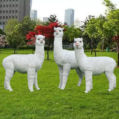 アルパカ園林ガラス鋼彫刻屋外芝生装飾景観動物遊園地デパート小品置物
