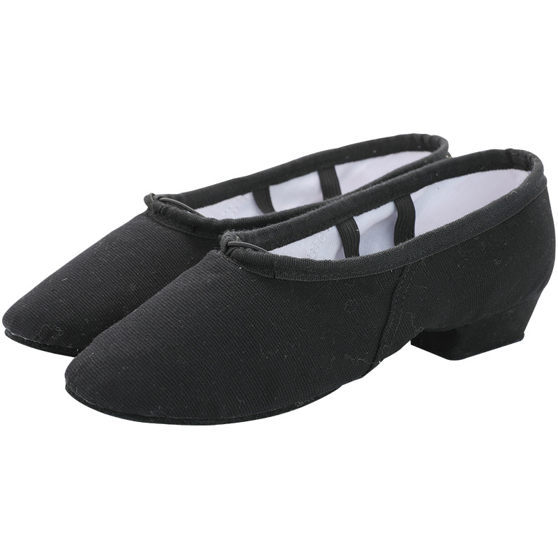 Buscando pan er adulto Examen de Arte Negro mediados talón lona del maestro zapatos de baile étnico de fondo suave para niños con tacón