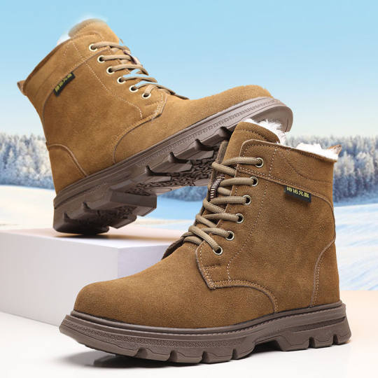 Fur One-piece Wool Snow Boots Men's Winter fleece-lined Thickened Warm Extra-thick Cotton Boots Workwear Boots Northeast Cold-proof
