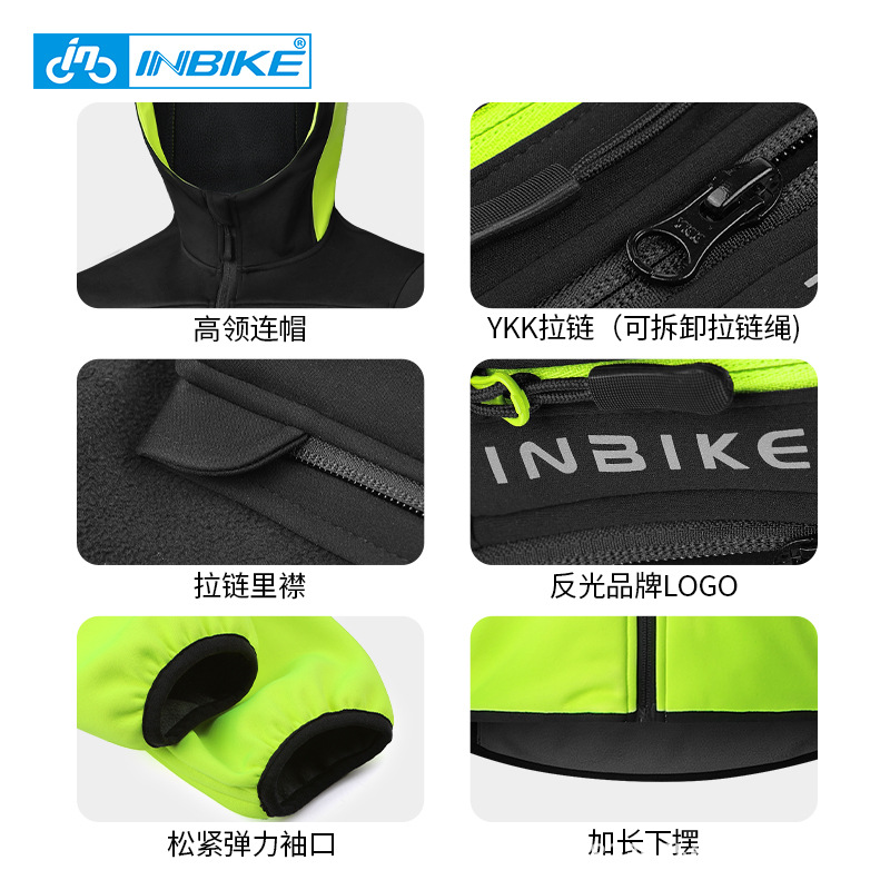 INBIKE invierno soft shell mountain bike ciclismo ropa a prueba de viento cálido elástico multi-Bolsillo con capucha hombres ciclismo top