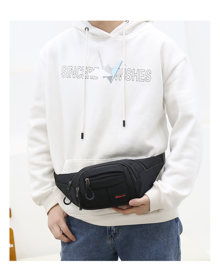 Nylon fashionable sports waist bag, multi-functional fitness crossbody chest bag, outdoor cycling close-fitting mobile phone anti-theft waist bag undefined