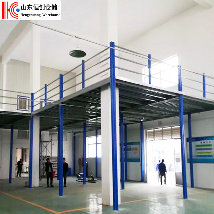 ロフトプラットフォーム、大型倉庫、2階建て、取り外し可能な工場設計のロフト棚、電気商取引用の頑丈な鋼構造2階建て|undefined