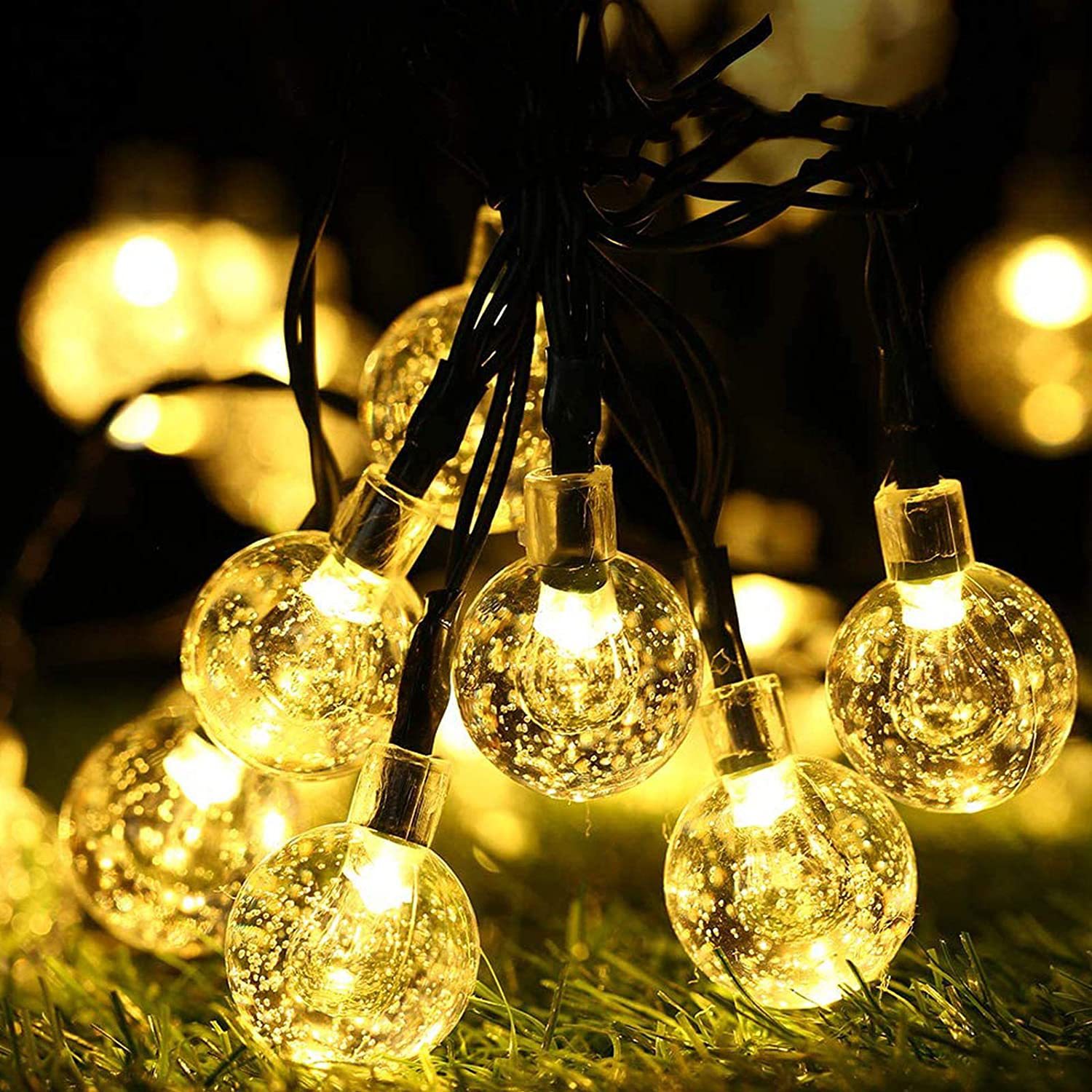 跨境LED太阳能气泡球灯串电池串灯户外防雨节日装饰彩灯庭院灯