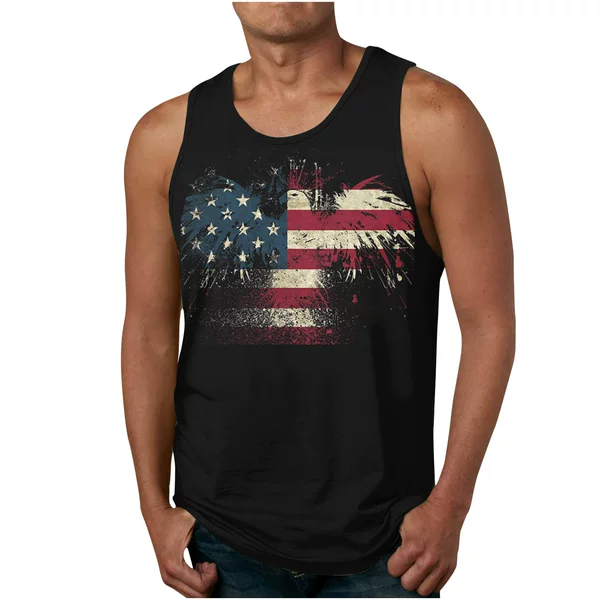 Cross-Border Export New National Flag 3D Printed Men's Vest Amazon European and American Loose Quick-Drying Sweat-Absorbent T-Shirt Free Shipping