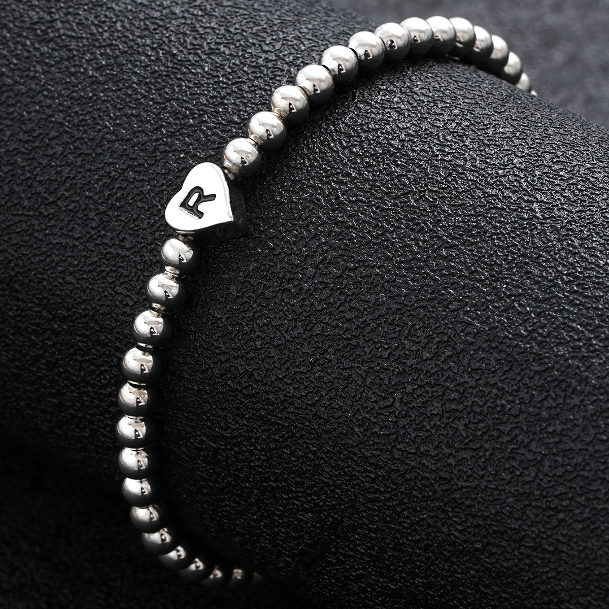 Beaded Initial Heart Bracelet With Custom Copper Letter Charm_voghion.com