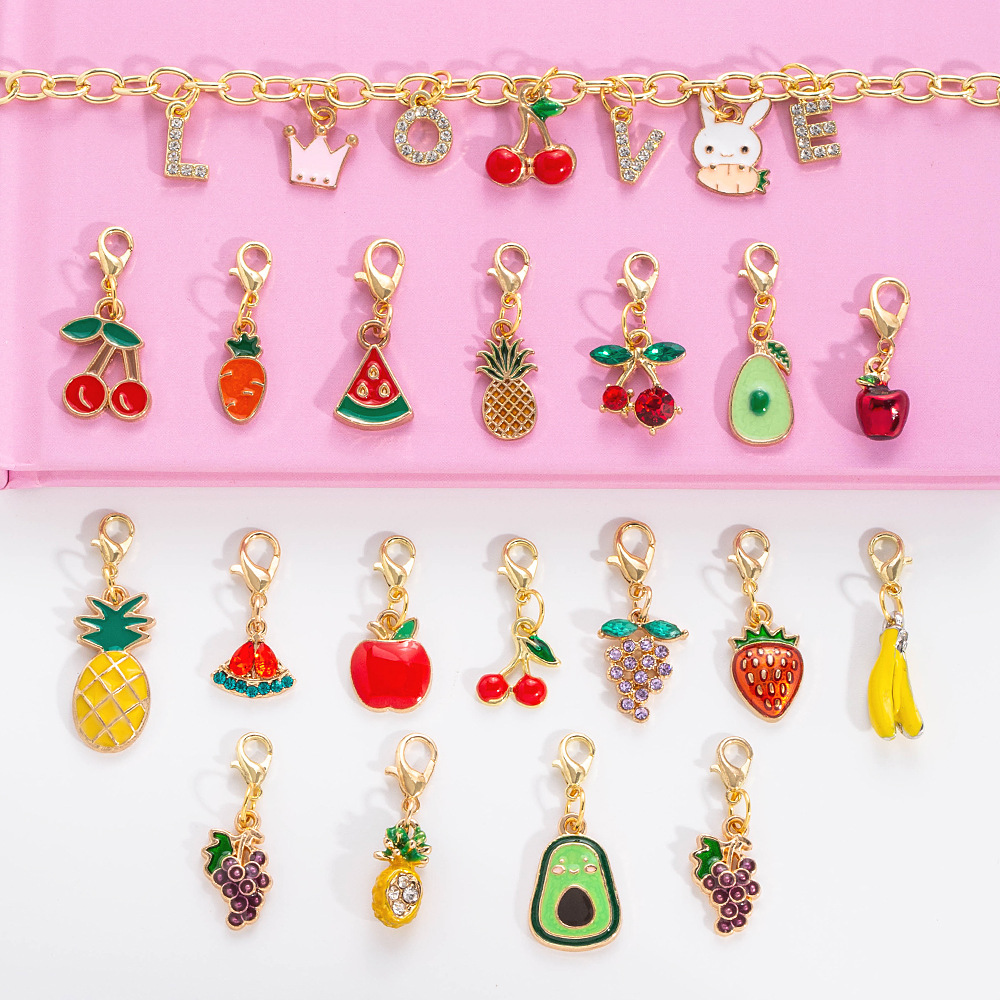 20g Weight Pendant Jewelry Making Type 20 PCS/Package 25*12mm Alloy Zircon Cherry Fruit Polished Pendant Jewelry Accessories
