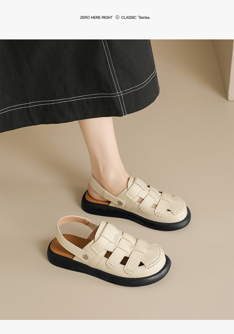 Sandal nữ quai chữ V đế tăng chiều cao, lưới thoáng khí, có thể điều chỉnh hai kiểu — AB221 mét đen chi tiết 21
