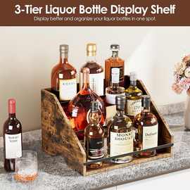 简约木制酒瓶展示架台面阶梯式咖啡零食收纳架厨房调料储物架