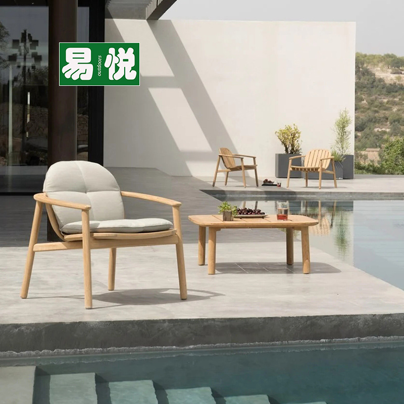 Mesa y sillas al aire libre Teca patio villa ocio madera maciza restaurante jardín balcón al aire libre mesa de comedor muebles