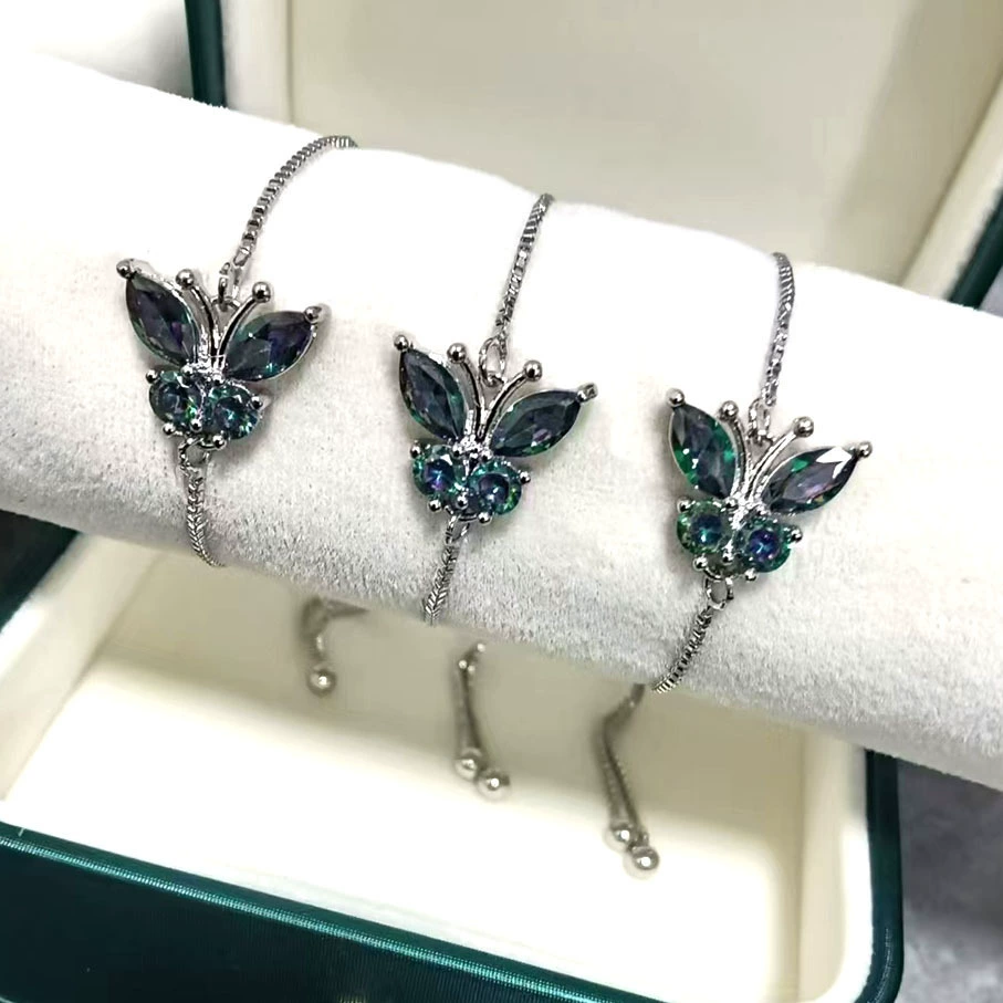 Трансграничные модные ювелирные изделия взрывной кулон бабочки серьги ожерелье браслет инкрустированный тренд красочный кристалл циркон