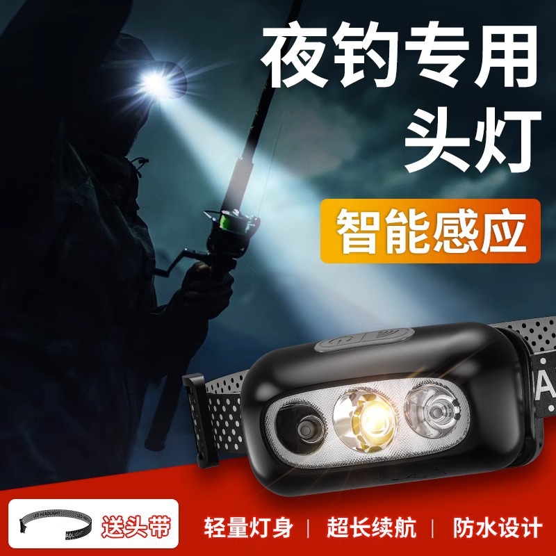 LED headlamp with wide-angle floodlight, large-area illumination, super-bright work light, outdoor LED lighting