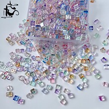 厂家批发琉璃方糖6mm正方形水晶散珠子diy手工串珠手链制作材料