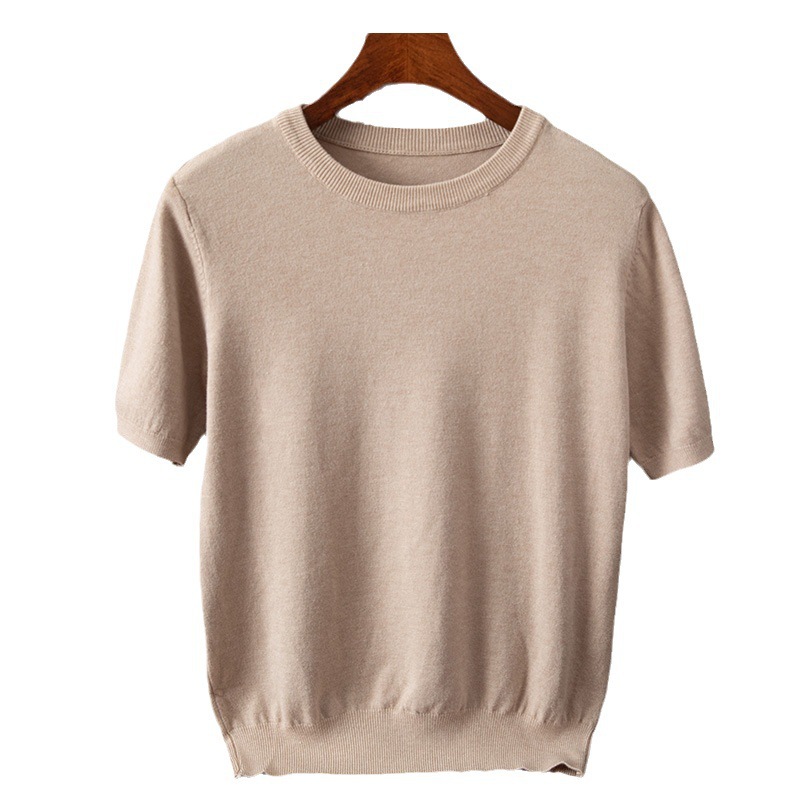 Men's short-sleeved T-shirt Korean-style trendy round neck half sleeve spring and autumn men's slim-fit solid color clothes handsome sweater 5
