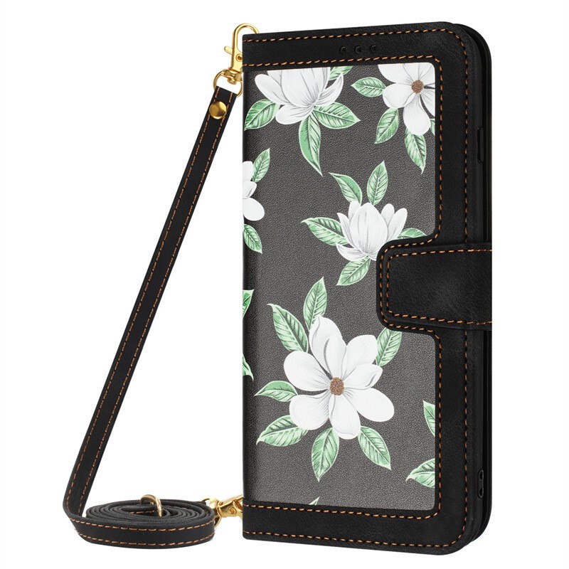 Suitable for Samsung S26Ultras25S24A57 Mobile Phone Case, Small Floral Flip Leather Case, A17 Protective Case, Long Lanyard Suitable for Samsung S26Ultras25S24A57 Mobile Phone Case, Small Floral Flip Leather Case, A17 Protective Case, Long Lanyard