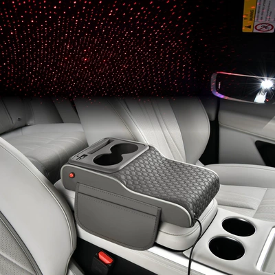 2026 Hot-Selling Car-Mounted Starry Sky Armrest box pad - gray-and-white-line