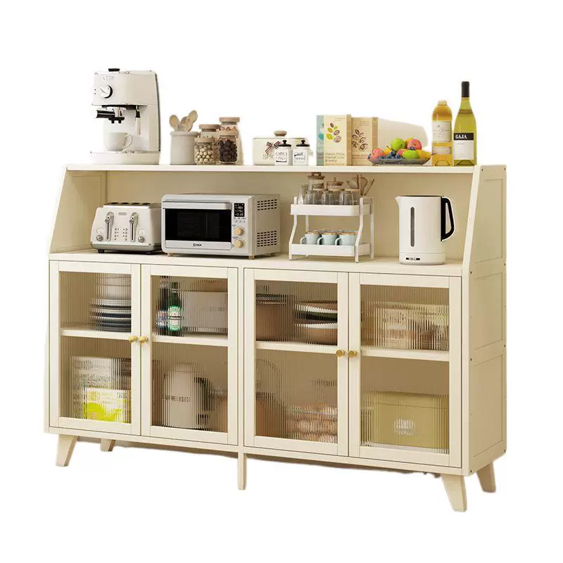 Sideboard Storage Cabinet, Solid Wood, Multi‑door/Door+Drawer Options, Warm White
