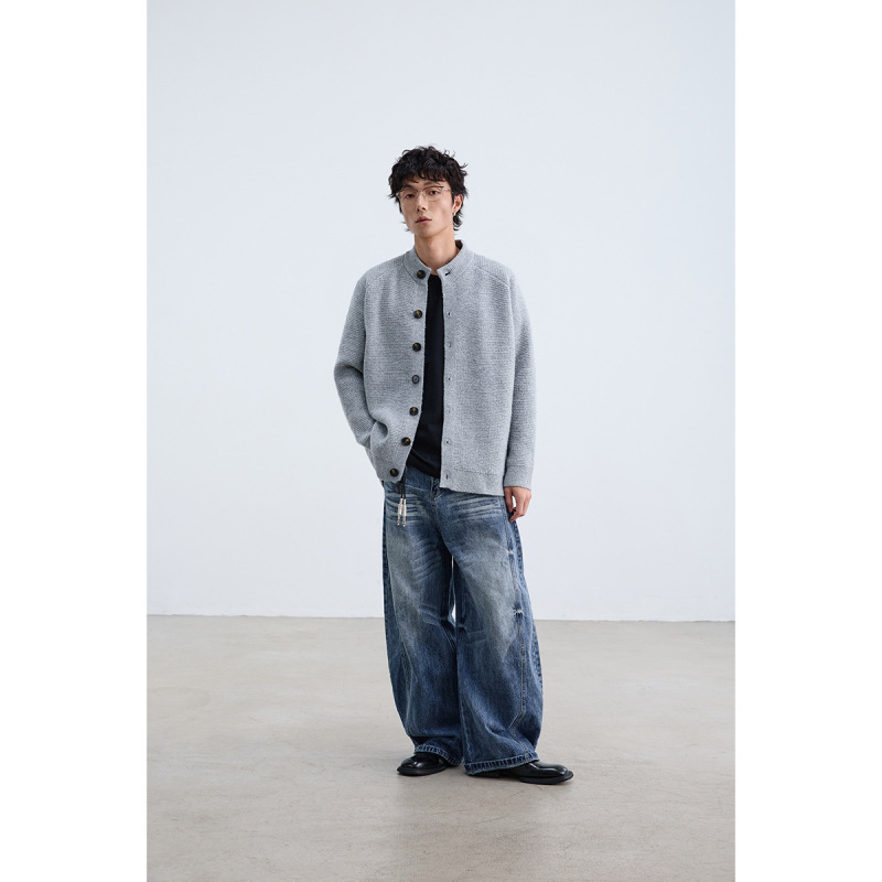 ANSWER ME秋冬复古高级感粗针毛衣男女情侣针织开衫外套针织衫M43|undefined