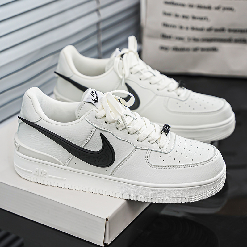 AF1 Air Force One Flying Hook Black and White Black Sneakers AJ Men's Shoes Low Top All-Match White Shoes Women's Sports Shoes