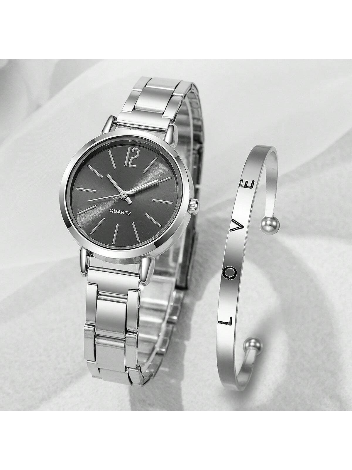 Reloj de mujer correa de acero temperamento reloj de pulsera de moda simple moda reloj de cuarzo conjunto de pulsera image 13