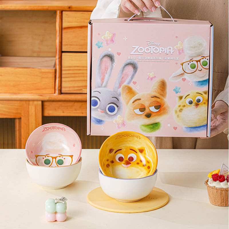 Zootopia Ceramic Bowl for Home Use 2025 New High-Value Rice Bowl Thickeneded Underglaze Color Microwaveable