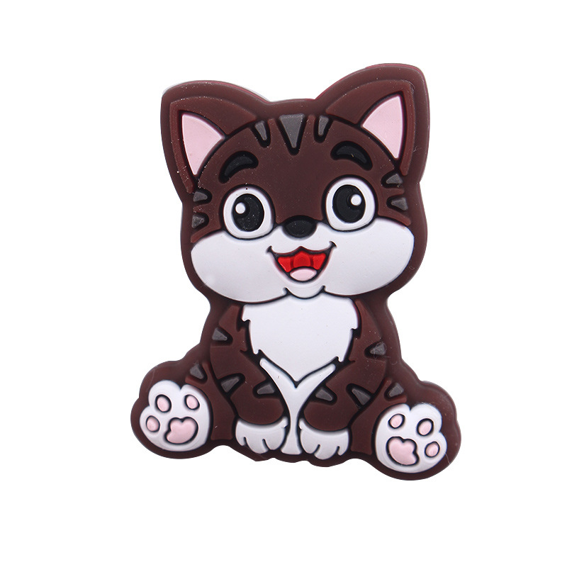 Nuevos artículos para bebés DIY animales de dibujos animados gatitos joyas de silicona pezón cadena de dientes molares accesorios de pulsera de diente