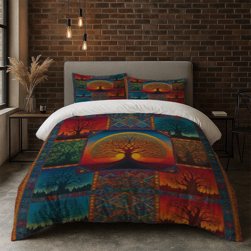 Transfronterizo luminoso árbol de vida molienda impresión digital kit de edredón textil para dibujar se puede ajustar TUME / JIT