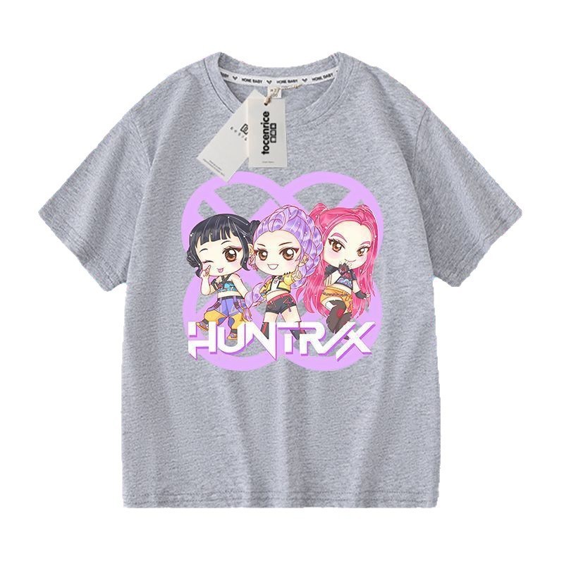 猎魔女团HUNTRX印花女童薄款t恤短袖中小童夏装韩版亲子装上衣ins|undefined