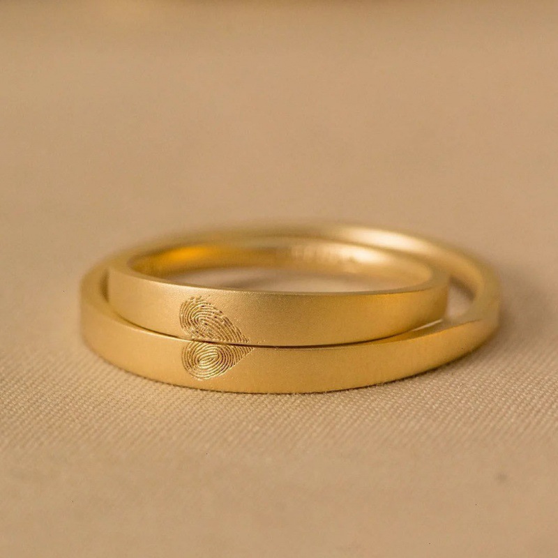 Small original "Let me make an appointment with you" fingerprint love ring romantic proposal couple a pair of open ring