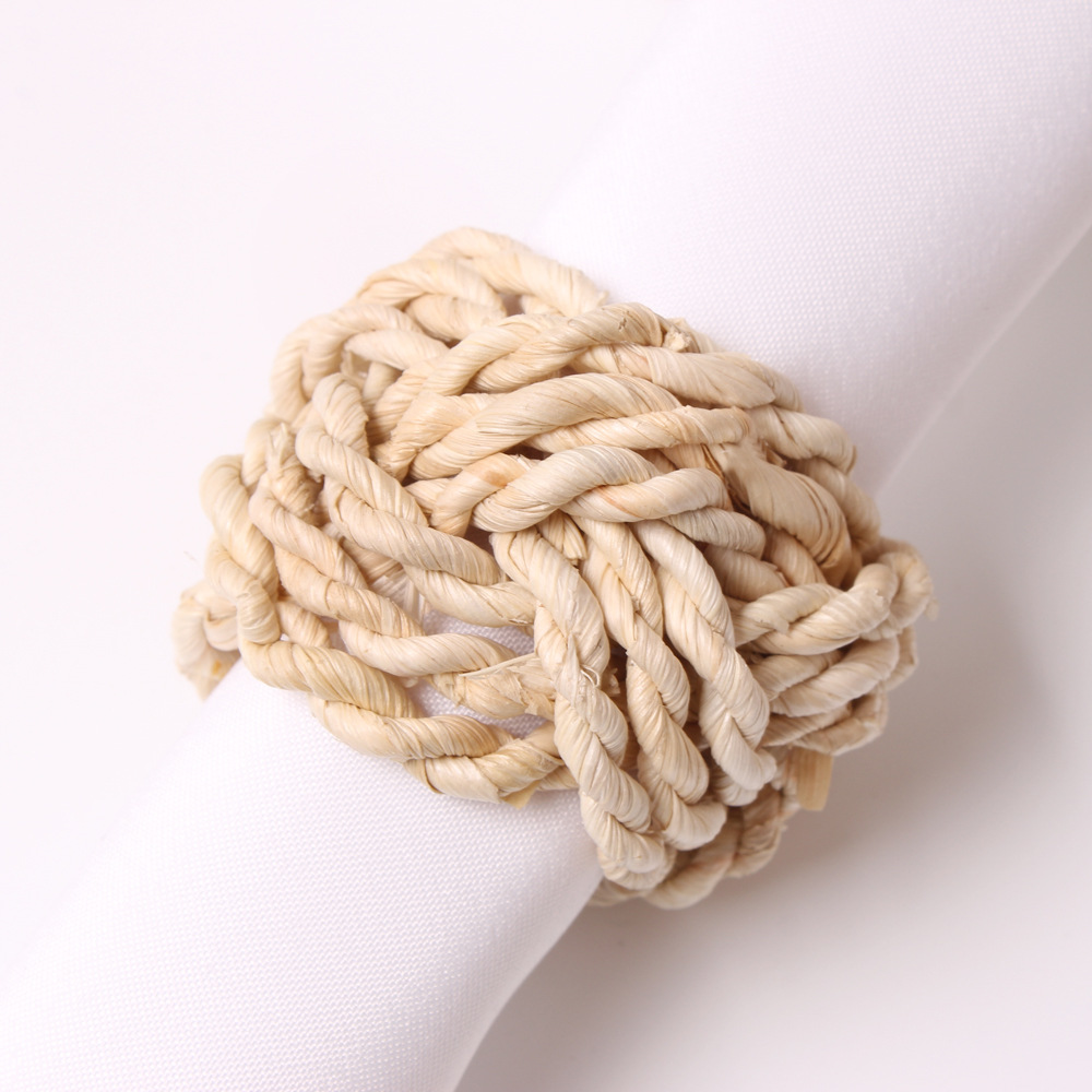 25g Weight Napkin ring Kitchen and drinking utensils 1 Set of 6 Quantity Indoor, Daily Occasion Hemp Rope Material Solid Color Pattern Casual Style Casual Solid Color Hemp Rope Napkin Ring 1 Set Of 6 10