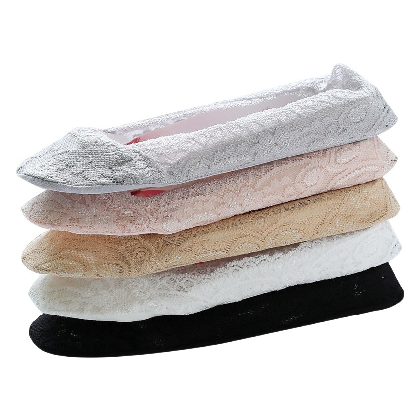 Calcetines de encaje al por mayor para niños estilo fino de verano boca poco profunda todo fósforo calcetines de barco invisibles de silicona antideslizante sin tacón