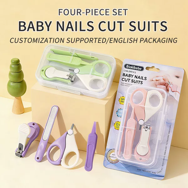 Cross-Border Baby Nail Clipper Set, Newborn Nail Clipper Four-Piece Set, Nail Scissors, Nail File, and Care Supplies