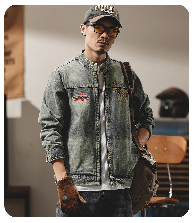 Autumn and winter trendy brand denim jacket men's loose retro men's jacket versatile lapel high street men's top_voghion.com