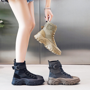 Boots for Women Autum 2023 New Three-Color Popular Motorcycle Boots Thin Breathable Handsome Heightening Trendyy Short Boots