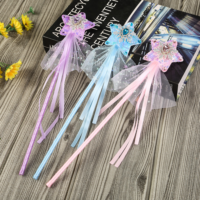 Nieve de diamante princesa de nieve varita mágica brillante pieza accesorios juguetes para niños princesa Aisha varita mágica