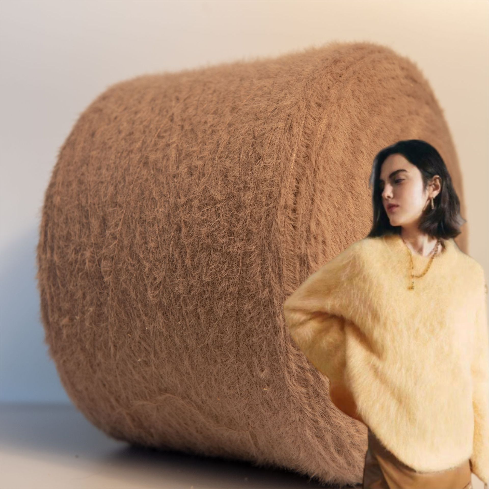 优质100%尼龙5公分仿貂毛花式纱羽毛纱不掉毛秋冬装围巾披肩毛毯