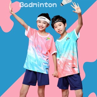 Boys and Girls Badminton Training Suit Boys and Girls New Summer Short-sleeved Tennis Table Tennis Sportswear Printing
