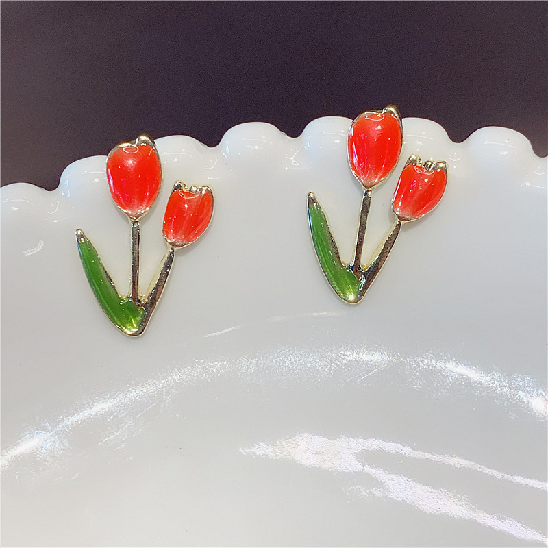 1 Ζεύγος Γλυκό. Λουλούδια Κράμα Επάργυρο Άργυρο Σκουλαρίκια Με Σκουλαρίκια display picture 2